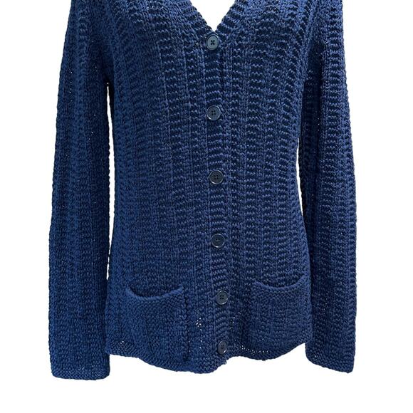 Talbots Women's Blue Textured‎ V-Neck Longsleeve Cardigan Sweater Size Large - Picture 5 of 12